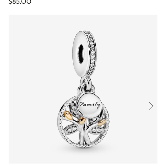 PANDORA Family Tree Dangle Charm on Small O-Pendant and Classic Cable Chain - Picture 5 of 7